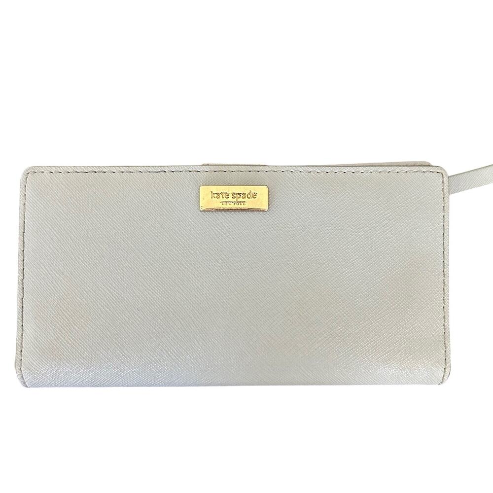 Kate Spade Wallet Powder Blue Leather Card Holder ID Designer Classic Minimalist - Picture 4 of 8